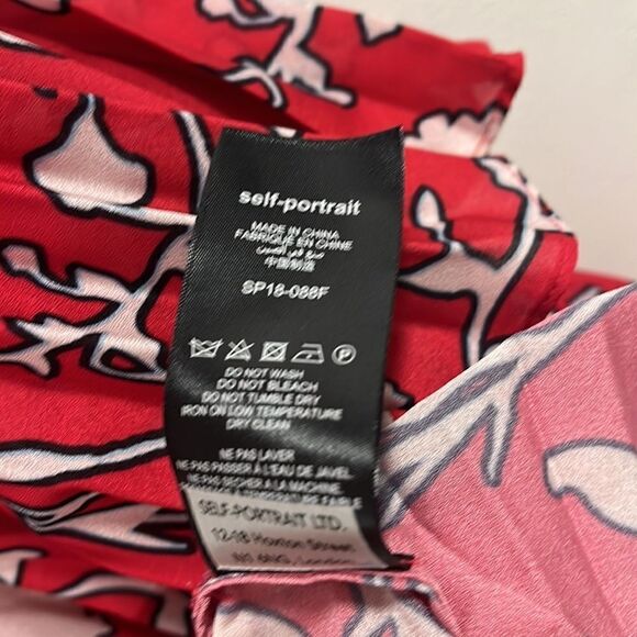 Self Portrait off shoulder pleated floral pattern mini dress - size 2 - Picture 9 of 12